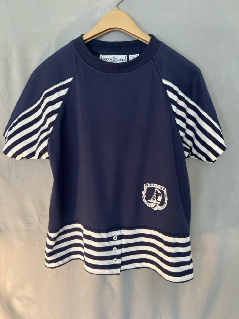 Cool & Cozy Navy Striped Woman’s Short-Sleeve Top